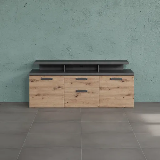 TV-Lowboard - B ca. 151 cm, Matera Nachbildung, Artisan Eiche Nachbildung