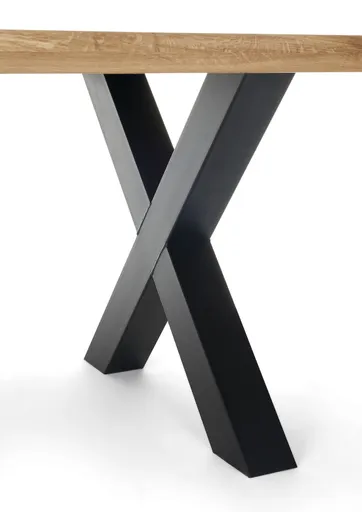 Esstisch - LB ca. 220x100 cm, Wildeiche massiv geölt, Schwarz