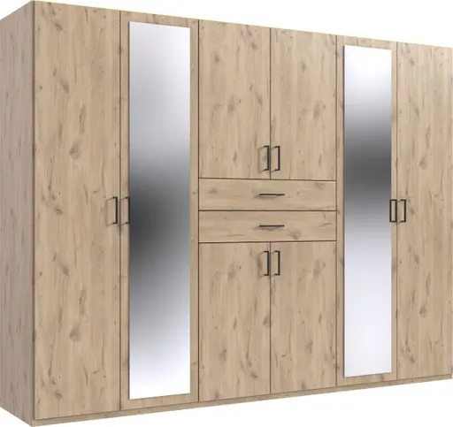 Drehtürenschrank- Eiche Dekor, Spiegel