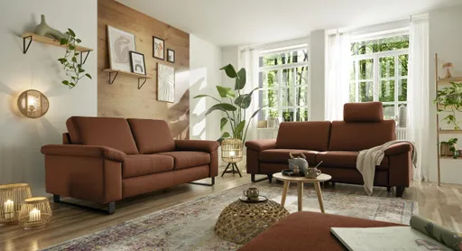 Sofa CALM PLUS 2.0 - 3-Sitzer, Relaxfunktion teilmotorisch, Stoff, Kupfer