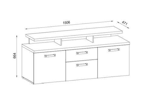 TV-Lowboard - B ca. 151 cm, Matera Nachbildung, Artisan Eiche Nachbildung