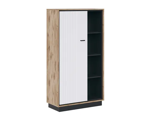 Regal- Eiche Dekor, Weiß Hochglanz