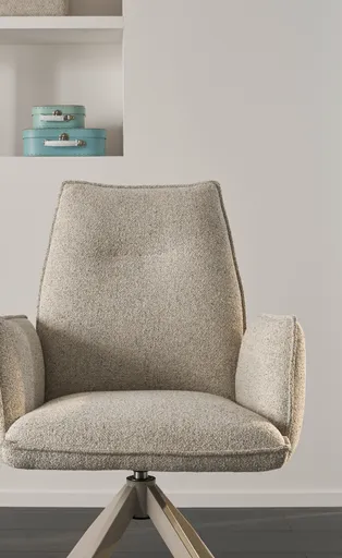 Armlehnstuhl Dinner - drehbar, Stoff, Champagner