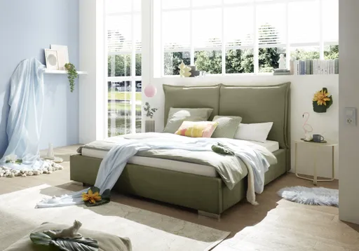 Bettgestell SANDRIN A- Liegefläche ca. 180x200 cm, Stoff, Olivgrün