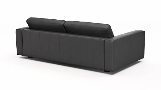 Sofa Aprino 2 - 3,5-Sitzer L, Dickleder, Schwarz, Armlehne Block schmal