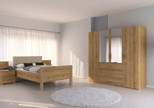 Drehtürenschrank - B. ca. 201 cm, mit Spiegeltüren, Asteiche Dekor