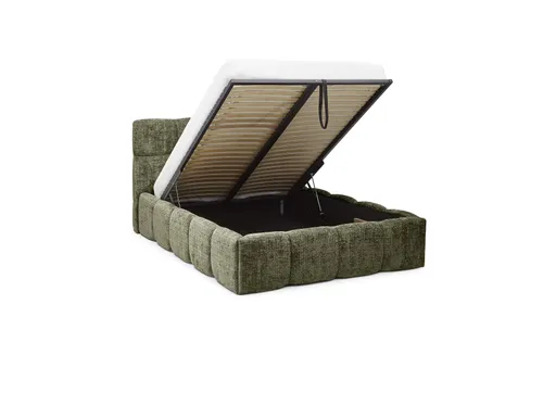 Bettgestell SANDRIN R- Liegefläche ca. 160x200 cm, Stoff, Braungrün, inkl. Lattenrost und Stauraum