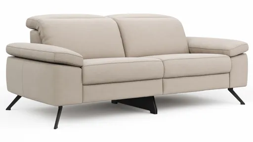 Sofa Rafaela 2.0 - 2,5-Sitzer inkl. 1x Relaxfunktion und Kopfteile verstellbar, Leder, Champagner