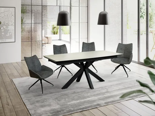 Esstisch MELANIA - ausziehbar, LB ca. 180x95 cm, Glaskeramik, Travertin farbig