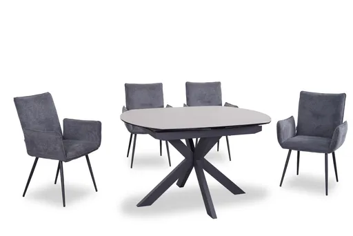 Esstisch MEGGIE - ausziehbar, LB ca. 130x100 cm, Glaskeramik, Grau