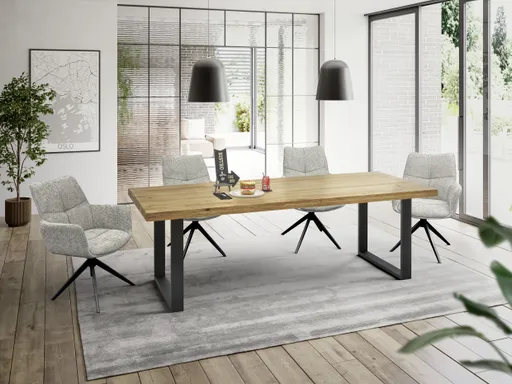 Esstisch - LB ca. 240x100 cm, Eiche massiv geölt, Schwarz