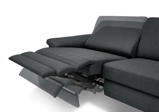 Sofa CALM PLUS 2.0 - 3-Sitzer, Relaxfunktion teilmotorisch, Stoff, Anthrazit