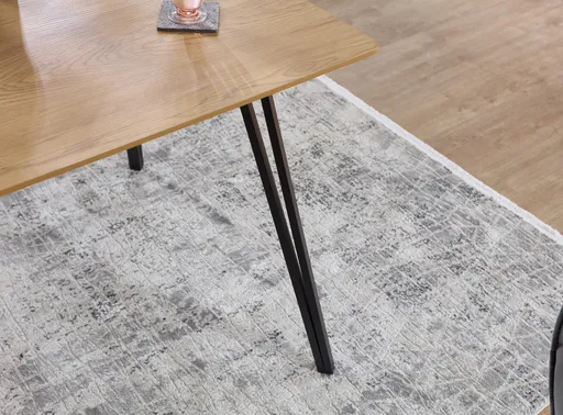 Esstisch - LB ca. 80x80 cm, Eiche Optik, Schweizer Kante, Schwarz