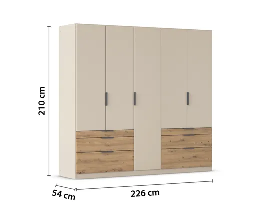 Drehtürenschrank RANI- B ca. 226 cm, Champagner, Eiche Dekor