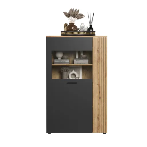 Highboard - B ca. 90 cm, Anthrazit, Eiche Coast Evoke Nachbildung