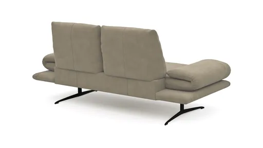 Sofa Lucero - 2,5-Sitzer inkl. Drehsitze und Armlehne/Rückenlehne und Sitztiefe verstellbar, Leder, Taupe 