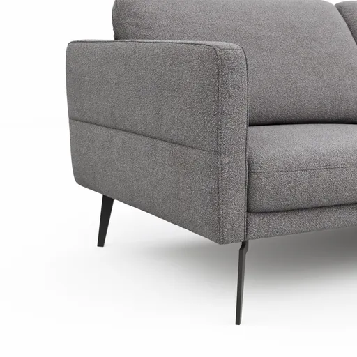 Ecksofa Estrela - 2,5-Sitzer mit Longchair rechts inkl. Rücken-/Armlehnen- und Sitztiefenverstellung, Stoff, Grau