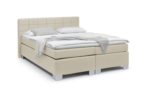 Boxspringbett HAIKOS- Liegefläche ca. 180x200 cm, Stoff, Beige, inkl. Topper