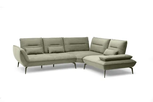 Ecksofa PAYTON - 2,5-Sitzer, Ecke rechts inkl. Rückenneigung, Armteilverstellung, Stoff, Dunkelgrün