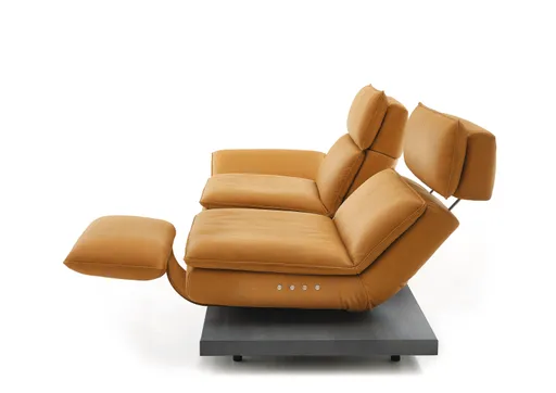 Sofa - 2-Sitzer, Relaxfunktion motorisch, Leder, Curry
