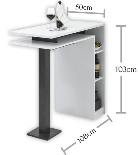 Bartisch - B/H/T ca. 108x103x50 cm, Weiß, Dekor