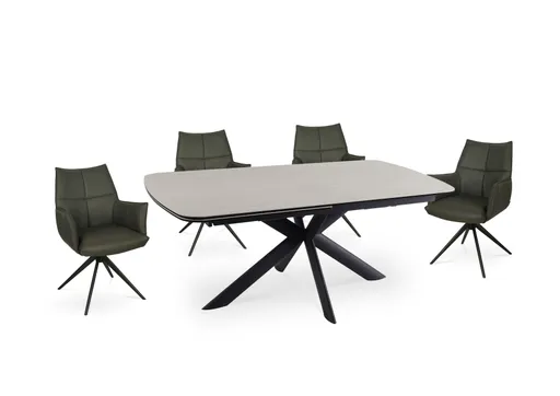 Esstisch MAXIE - ausziehbar, LB ca. 190x98 cm, Glaskeramik, Travertin farbig