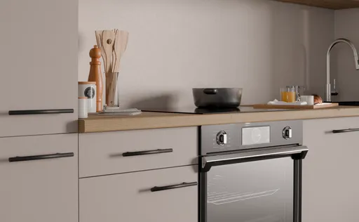 Küchenblock- ohne E-Geräte, B ca. 280 cm, Eiche Dekor, Kaschmir, Matt