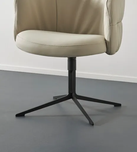 Armlehnstuhl Milana - drehbar, Leder, Offwhite