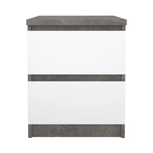 Nachtkonsole- B ca. 40 cm, Betonoptik, Weiß, Hochglanz