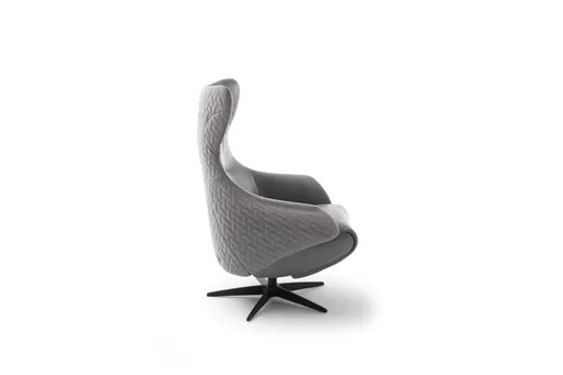 Relaxsessel Follina - Relaxfunktion (motorisch), Leder, Stoff, Grau