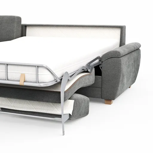 Ecksofa Lakeville - Longchair links mit 2-Sitzer inkl. Schlaffunktion mit Bettkasten, Stoff, Grau