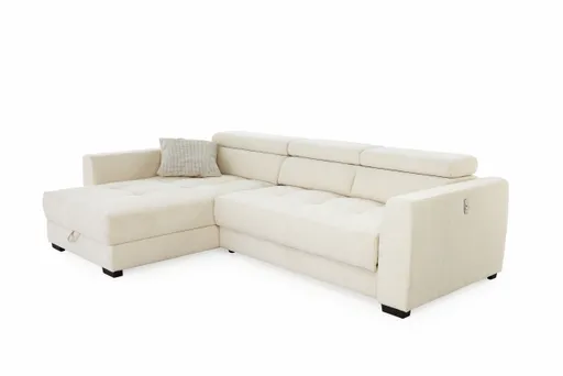 Ecksofa - 2-Sitzer, Ecke rechts, Stoff, Creme