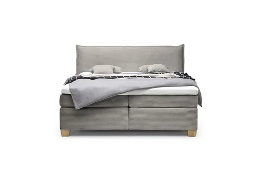  Boxspringbett HADAI- Liegefläche ca. 180x200 cm, Stoff, Anthrazit, inkl. Topper