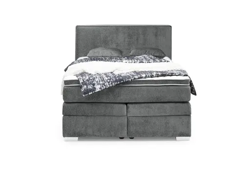 Boxspringbett JEANETTE- Liegefläche ca. 140x200 cm, Stoff, Grau