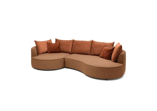 Ecksofa - Ecke links, 2-Sitzer, Stoff, Rost