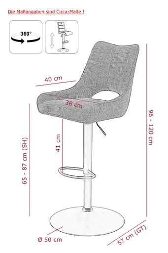 Barhocker - drehbar, höhenverstellbar, Microfaser, Beige