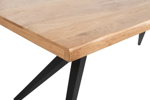 Esstisch - LB ca. 240x100 cm, Eiche massiv geölt, Baumkante, Schwarz