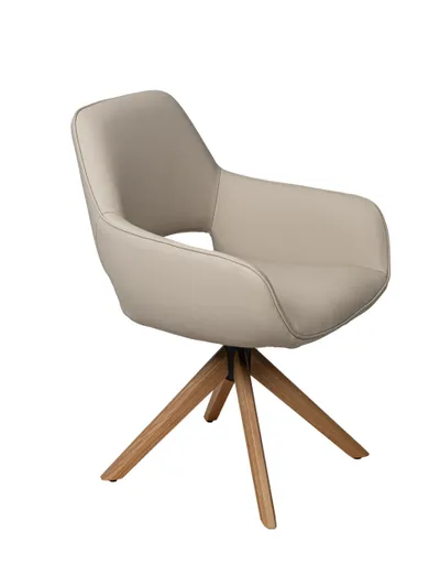 Armlehnstuhl MARIELLE - drehbar, Leder, Latte