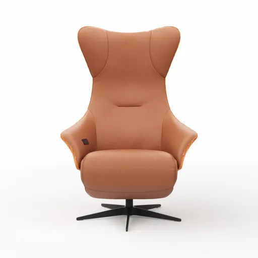 Relaxseessel Follina - Relaxfunktion (motorisch), Leder, Stoff, Cognac