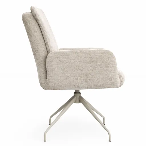 Armlehnstuhl Evania - Dreh und Relax-Funktion, hoher Rücken, Stoff, Ecru