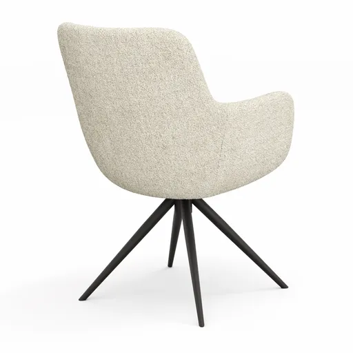 Armlehnstuhl Mis Legere - Boucle, Creme, Stativ, Anthrazit