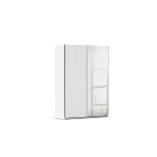 Schwebetürenschrank RUBITO- B ca. 136 cm, Weiß, Spiegel