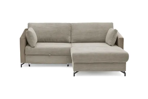 Ecksofa - 1,5-Sitzer, Ecke rechts inkl. Schlaffunktion und Bettkasten, Stoff, Hellbraun