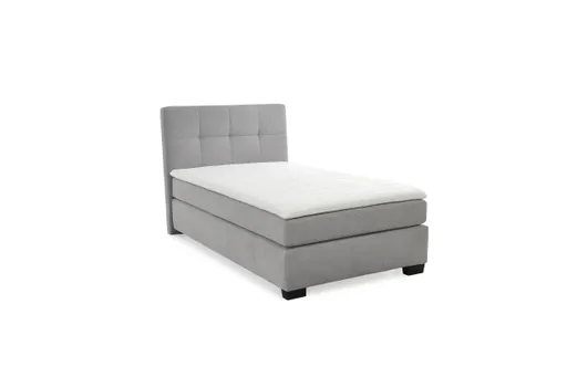 Boxspringbett JILA- Ligefläche ca. 120x200 cm, Stoff, Hellgrau