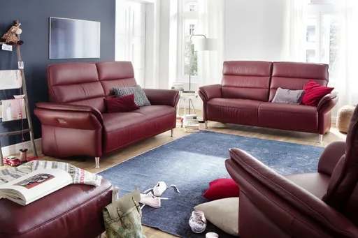Sofa - 2-Sitzer, Leder, Rot