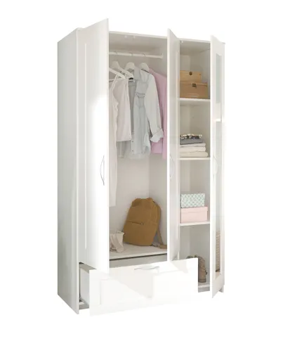 Drehtürenschrank- B ca. 117 cm, Weiß, Spiegel