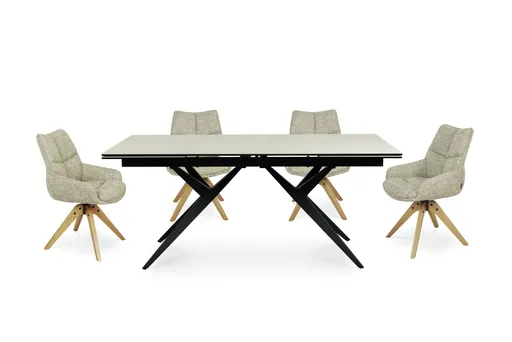 Esstisch MICHELA - ausziehbar, LB ca. 180x95 cm, Glaskeramik, Travertin farbig