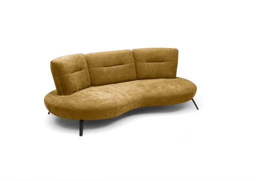 Nierensofa PACEY - 3-Sitzer, Stoff, Senfgelb