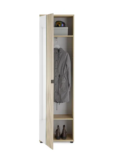 Garderobenschrank - B ca. 55 cm, Riva Eiche Nachbildung, Spiegel