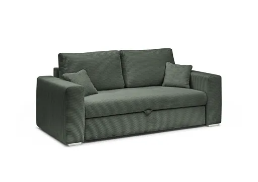 Sofa JORDEN 2 - 2,5-Sitzer inkl. Schlaffunktion mit Bettkasten, Stoff, Grün